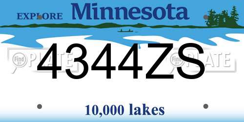 4344ZS Minnesota License Plate
