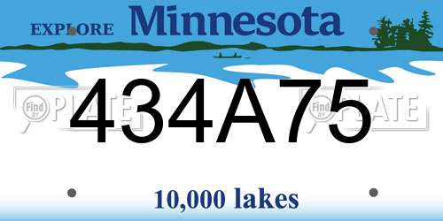 434A75 Minnesota License Plate