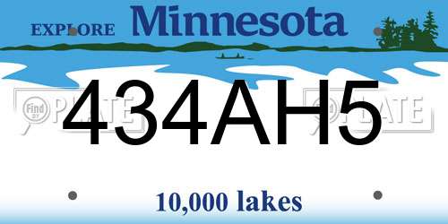 434AH5 Minnesota License Plate
