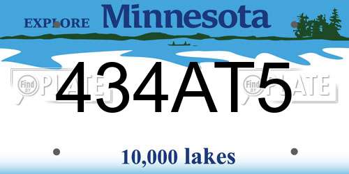 434AT5 Minnesota License Plate