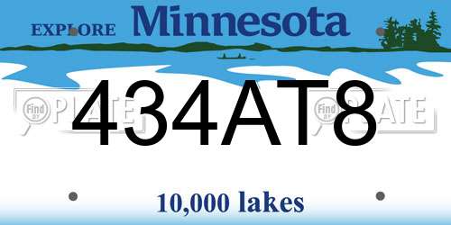 434AT8 Minnesota License Plate