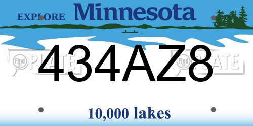 434AZ8 Minnesota License Plate