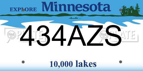 434AZS Minnesota License Plate