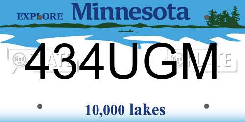 434UGM Minnesota License Plate