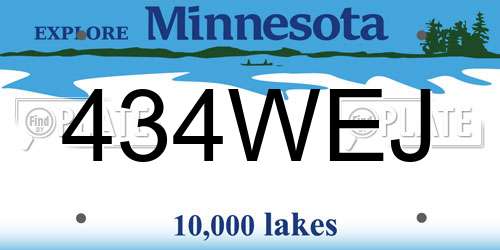 434WEJ Minnesota License Plate