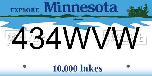 434WVW Minnesota License Plate