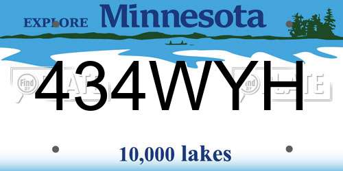434WYH Minnesota License Plate