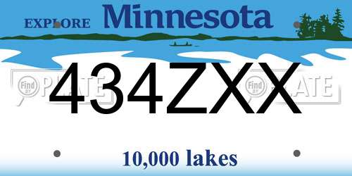 434ZXX Minnesota License Plate