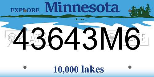 43643M6 Minnesota License Plate