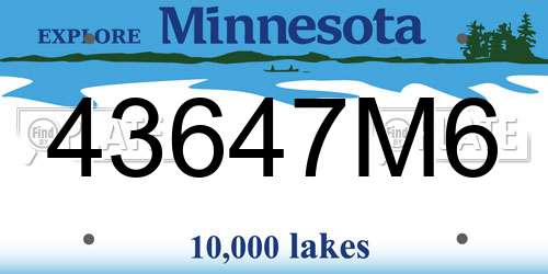 43647M6 Minnesota License Plate