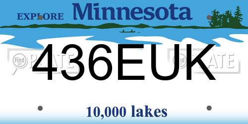 436EUK Minnesota License Plate