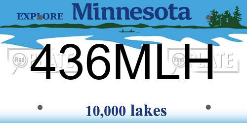 436MLH Minnesota License Plate
