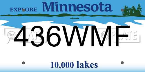 436WMF Minnesota License Plate