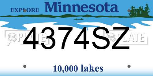 4374SZ Minnesota License Plate