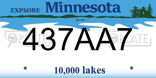 437AA7 Minnesota License Plate