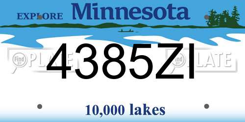 4385ZI Minnesota License Plate
