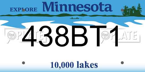 438BT1 Minnesota License Plate