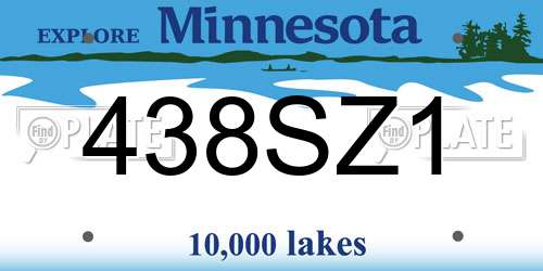 438SZ1 Minnesota License Plate