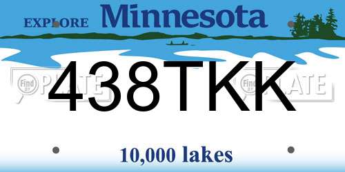 438TKK Minnesota License Plate