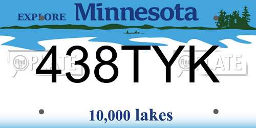 438TYK Minnesota License Plate
