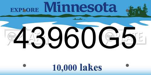 43960G5 Minnesota License Plate