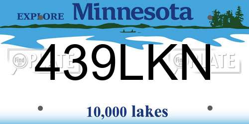 439LKN Minnesota License Plate