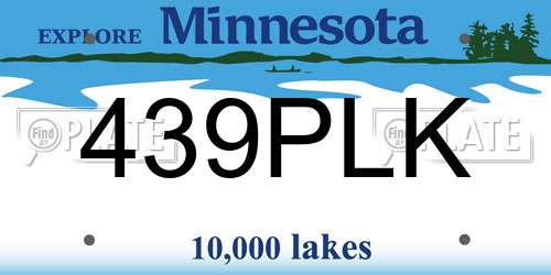 439PLK Minnesota License Plate