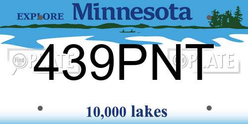 439PNT Minnesota License Plate
