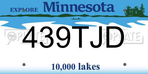 439TJD Minnesota License Plate