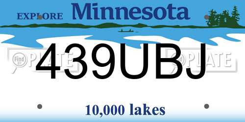 439UBJ Minnesota License Plate
