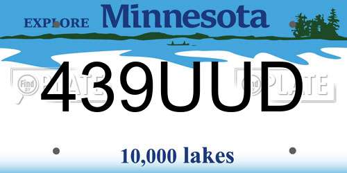439UUD Minnesota License Plate
