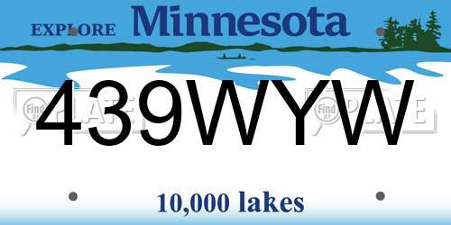 439WYW Minnesota License Plate
