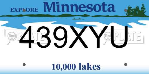 439XYU Minnesota License Plate