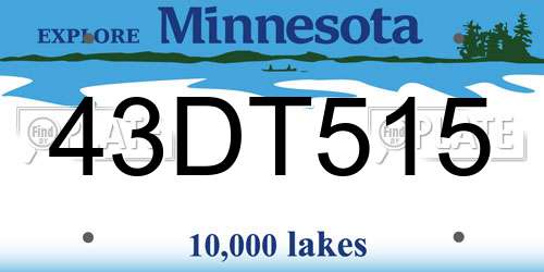 43DT515 Minnesota License Plate