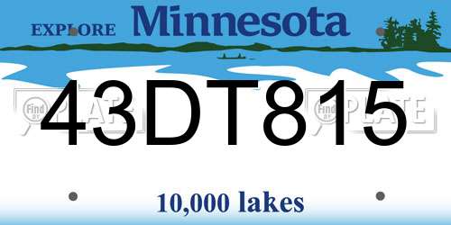 43DT815 Minnesota License Plate