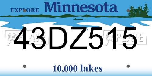 43DZ515 Minnesota License Plate