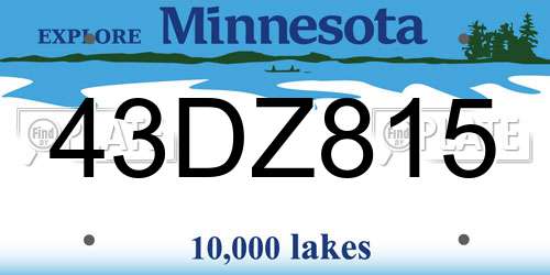 43DZ815 Minnesota License Plate