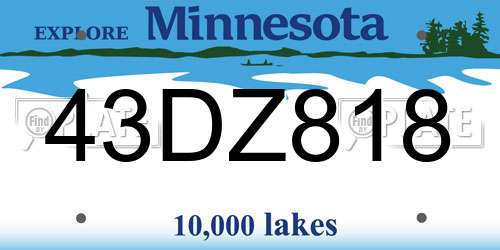 43DZ818 Minnesota License Plate