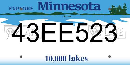 43EE523 Minnesota License Plate
