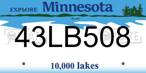 43LB508 Minnesota License Plate