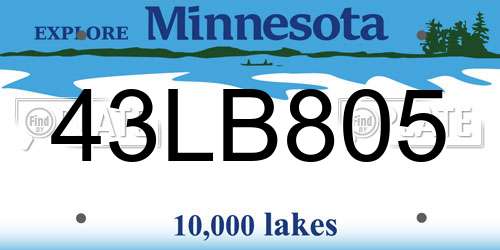 43LB805 Minnesota License Plate