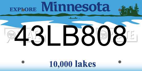 43LB808 Minnesota License Plate