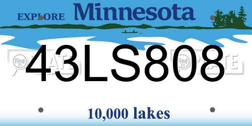 43LS808 Minnesota License Plate