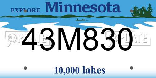 43M830 Minnesota License Plate