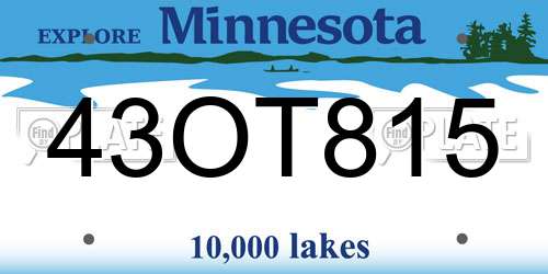 43OT815 Minnesota License Plate