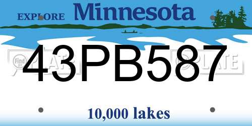 43PB587 Minnesota License Plate