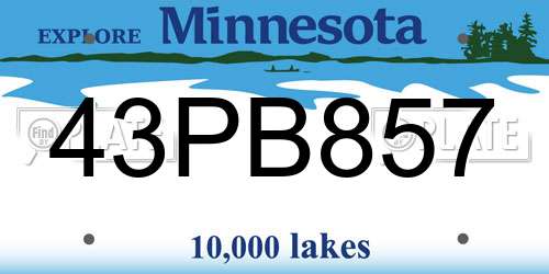 43PB857 Minnesota License Plate