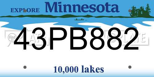 43PB882 Minnesota License Plate