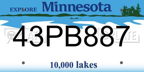 43PB887 Minnesota License Plate