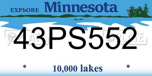 43PS552 Minnesota License Plate